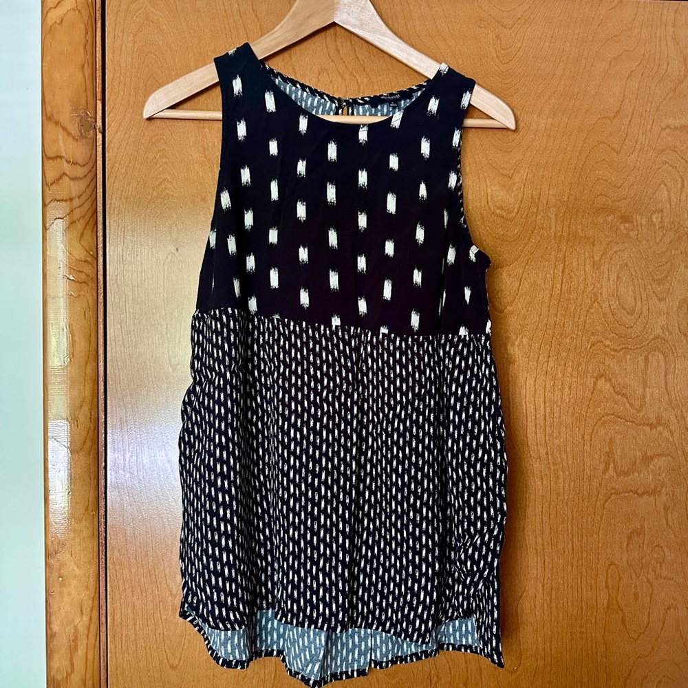 Madewell Black and White Ikat Sleeveless Top